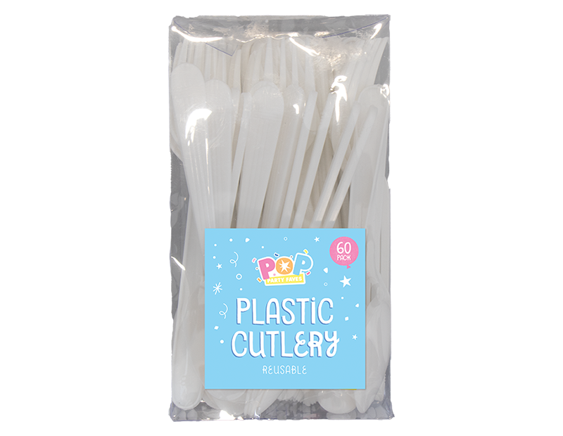 Plastic White Cutlery 60pk